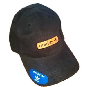 New Adidas Women's StrapBack Hat Originals Relaxed Black/Neon Embroided Logo $28
